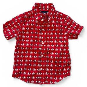 Janie and Jack toddler Sailboat Poplin 100% cotton button down shirt size 3